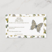 Kontaktkarte für das Kind mit dem Schmetterling Telefonnummerkarte (Rückseite)