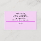 Kontaktkarte für Eltern Visitenkarte (Rückseite)