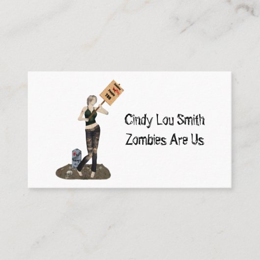 Kontaktkarte Zombie Button Up Girl Protest II Visitenkarte (Vorderseite)
