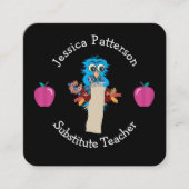 Kontaktkarten für Blaue Eule und Äpfel Quadratische Visitenkarte (Vorderseite)