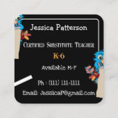 Kontaktkarten für Blaue Eule und Äpfel Quadratische Visitenkarte (Rückseite)