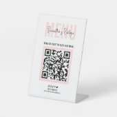 Kontaktlose QR Code Menü Rosa Modern Logo Sockelschild (Vorderseite)