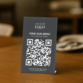 Kontaktlose QR Code Restaurant Schwarz/Weiß Logo Sockelschild