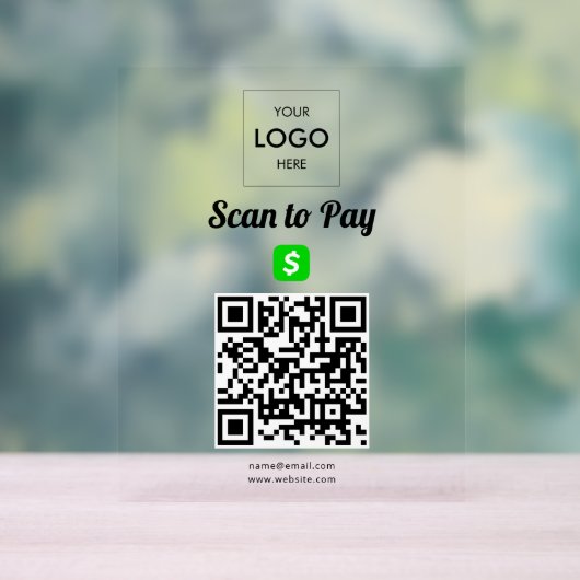 Kontaktlose Zahlung QR Code Business Logo Akryllis Acrylschild (Neutral)