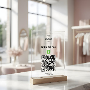 Kontaktlose Zahlung QR Code Business Logo Akryllis Acrylschild