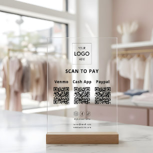Kontaktlose Zahlung QR-Code-Firmenlogo Acrylschild