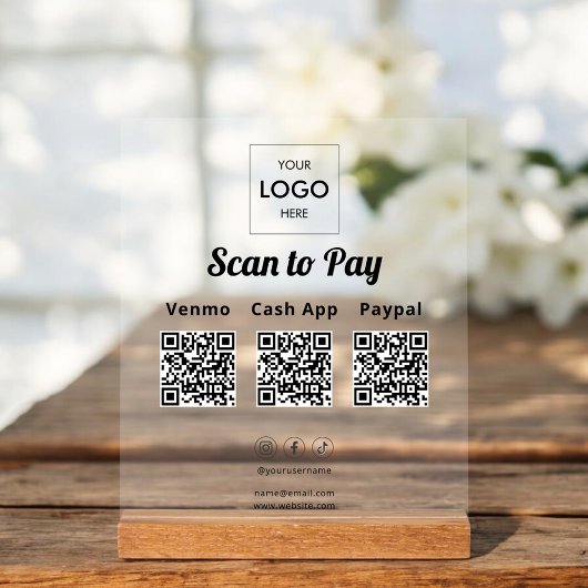 Kontaktlose Zahlung QR-Code-Firmenlogo Acrylschild