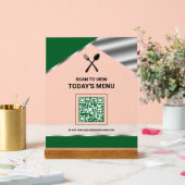 Kontaktloser QR-Code Grünes Menü für Restaurants Acrylschild (Hochzeit)