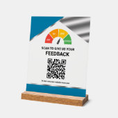 Kontaktloser QR-Code Kundenfeedback Blau Acrylschild (Winkel)