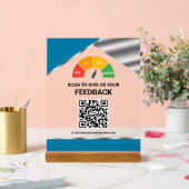 Kontaktloser QR-Code Kundenfeedback Blau Acrylschild (Hochzeit)