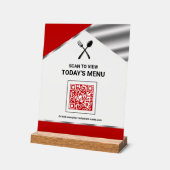 Kontaktloser QR-Code Roter Menüplan für Restaurant Acrylschild (Winkel)