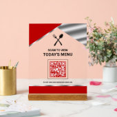 Kontaktloser QR-Code Roter Menüplan für Restaurant Acrylschild (Hochzeit)