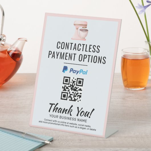 Kontaktloses Bezahlen QR-Code-Schild | PayPal | Bä Sockelschild (In Situ)