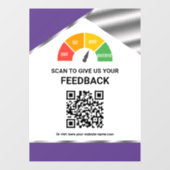 Kontaktloses QR-Code-Kundenfeedback Lila Fensteraufkleber (Blatt)
