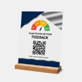 Kontaktloses QR-Code-Kundenfeedback Navy Blau Acrylschild (Winkel)