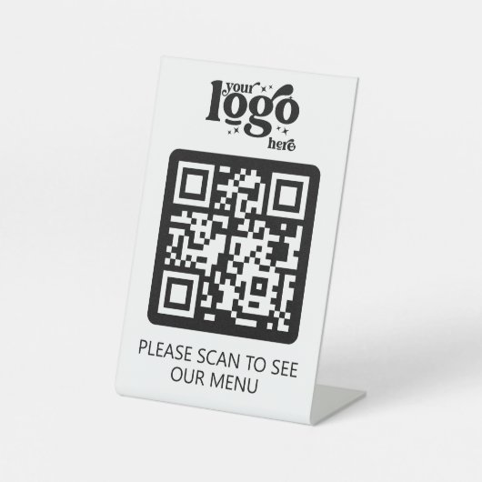 Kontaktloses QR-Code-Restaurant-Menü mit Logo Sockelschild (Vorderseite)