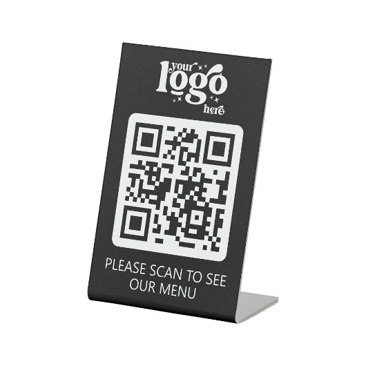Kontaktloses QR-Code-Restaurant-Menü mit Logo Sockelschild
