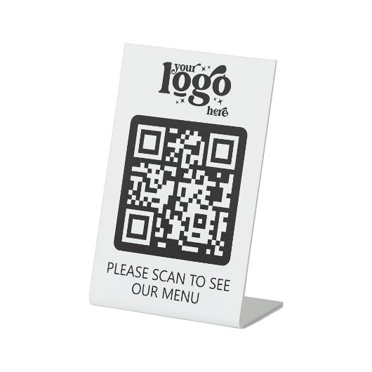 Kontaktloses QR-Code-Restaurant-Menü mit Logo Sockelschild