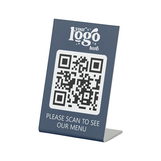 Kontaktloses QR-Code-Restaurant-Menü mit Logo Sockelschild