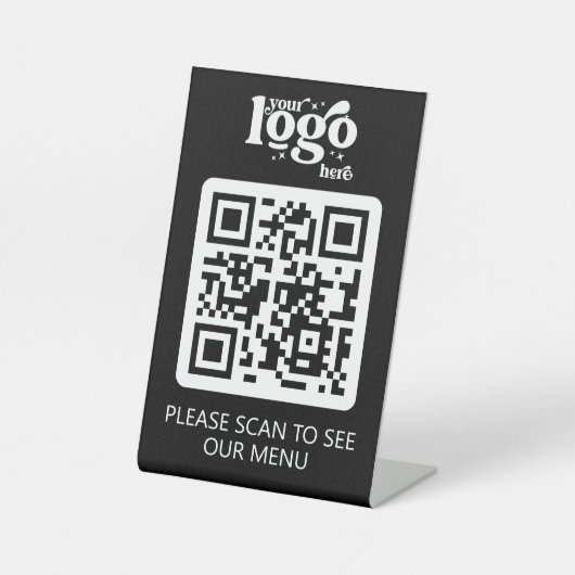 Kontaktloses QR-Code-Restaurant-Menü mit Logo Sockelschild (Vorderseite)
