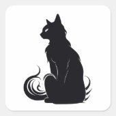 Kontemplative Feline-Silhouette Quadratischer Aufkleber (Vorderseite)