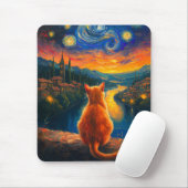 Kontemplative Ginger Cat | Starry Night Sky Art Mousepad (Mit Mouse)