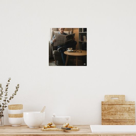 Kontemplative News Reader Poster (Küche)