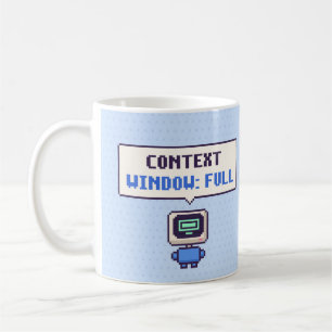 Kontextfenster: Vollständiger lustiger AI-Pixel-Be Kaffeetasse