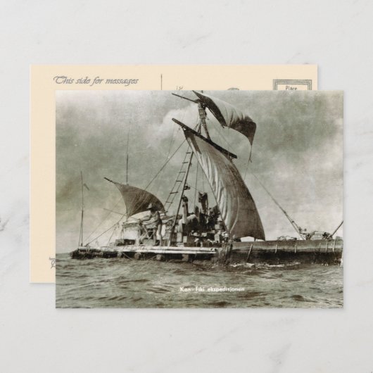 Kontiki Expedition, Thor Heyerdahl, 1947 Postkarte (Vorne/Hinten)
