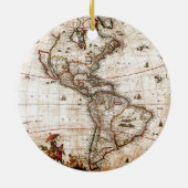 Kontinent Amerika Alte Karte Keramik Ornament (Hinten)