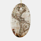 Kontinent Amerika Alte Karte Keramikornament (Rechts)