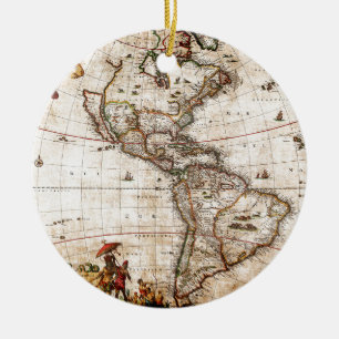 Kontinent Amerika Alte Karte Keramikornament