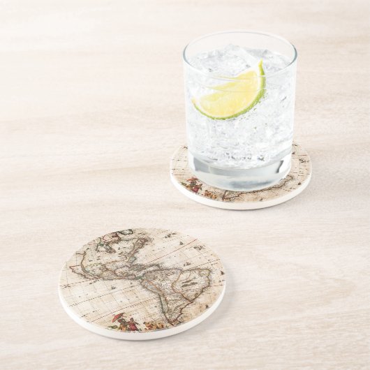 Kontinent Amerika Alte Karte Lithograph Getränkeuntersetzer (Seite)