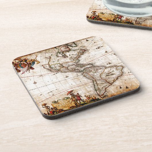 Kontinent Amerika Alte Karte Lithograph Getränkeuntersetzer (Linke Seite)