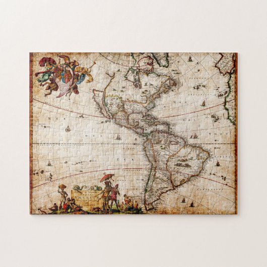Kontinent Amerika Alte Karte Puzzle (Horizontal)