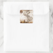 Kontinent Amerika Alte Karte Quadratischer Aufkleber (Tasche)