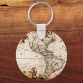 Kontinent Amerika Alte Karte Schlüsselanhänger (Vorderseite)