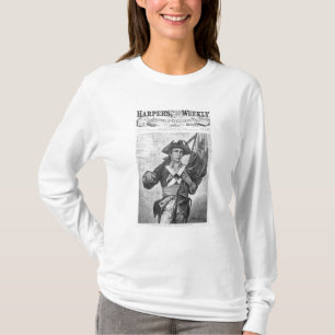 Kontinentaler Soldat, der eine Musketenflagge häl T-Shirt