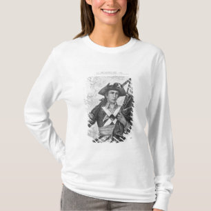 Kontinentaler Soldat, der eine Musketenflagge häl T-Shirt