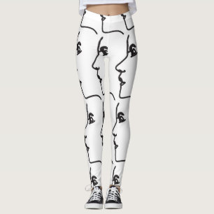 Kontinuierliche Linie, Gesichtsprofile, künstleris Leggings