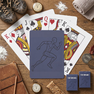 Kontinuierliche Linienkunst Sprintender Läufer Spielkarten