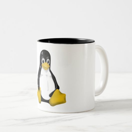 KONTRA, DAS LINUX TUX STATIONIERT ZWEIFARBIGE TASSE (VorderseiteRechts)