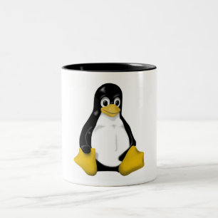 KONTRA, DAS LINUX TUX STATIONIERT ZWEIFARBIGE TASSE