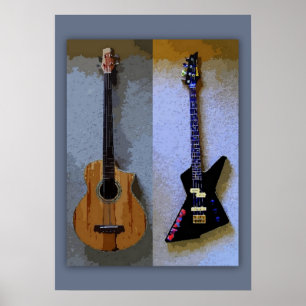 Kontrabass Gitarren Kunst Poster