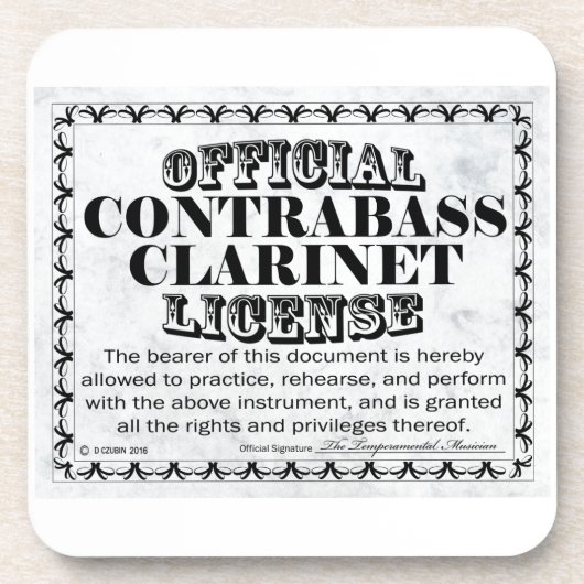 Kontrabass-Klarinettenlizenz Getränkeuntersetzer (Vorderseite)