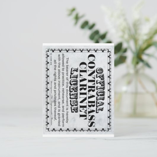 Kontrabass-Klarinettenlizenz Postkarte (Stehend Vorderseite)