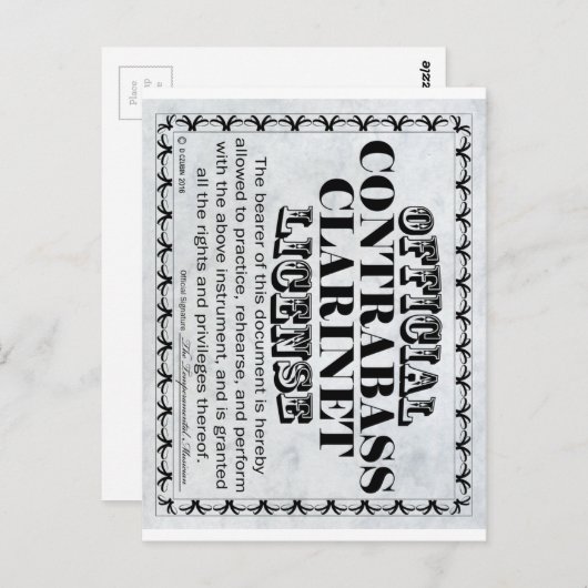 Kontrabass-Klarinettenlizenz Postkarte (Vorne/Hinten)