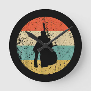 Kontrabass-Shirt - Vintage Retro Musik Kontrabass Runde Wanduhr
