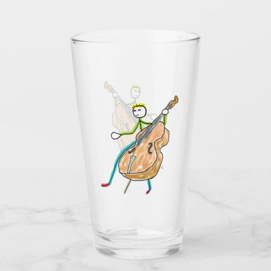 Kontrabass Stickman Glas (Vorderseite)