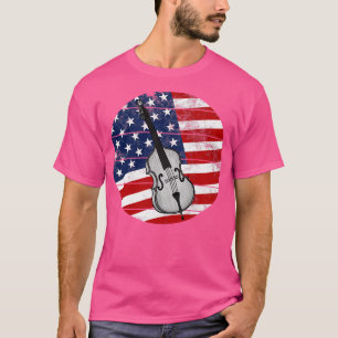 Kontrabass USA-Flagge Bassist Musiker 4. Juli T-Shirt